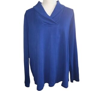 L.L.Bean Royal Blue Logo Shawl Collar Top